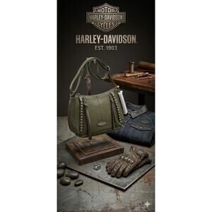 NWT Harley-Davidson Women's Ball & Chain Olive Leather Crossbody